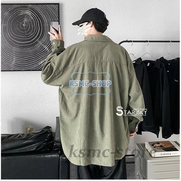カジュアルシャツ 長袖シャツ メンズシャツ 無地 トップス ゆったり アウトドア 通勤 ボタンシャツ ファッション お兄系 お洒落 開襟シャツ 