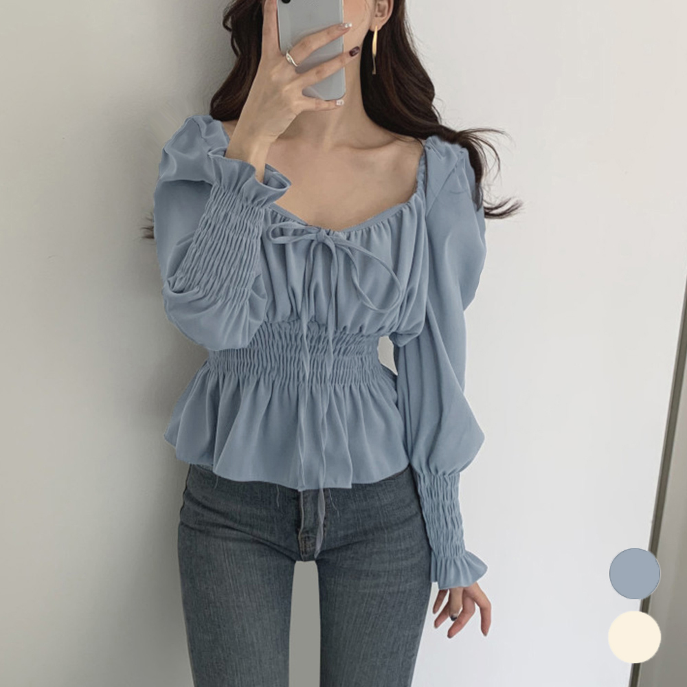 ウエストシャーリングブラウス レディース 。可  