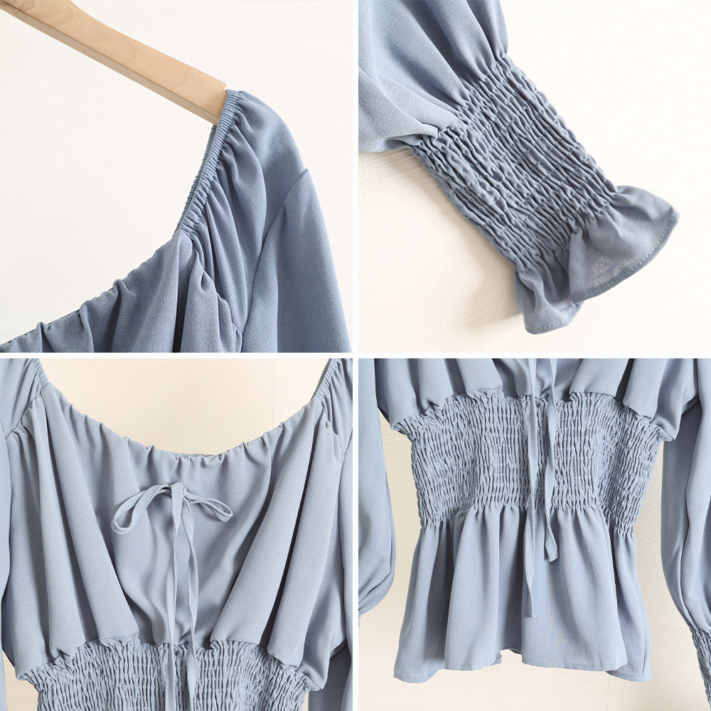 ウエストシャーリングブラウス レディース 。可  