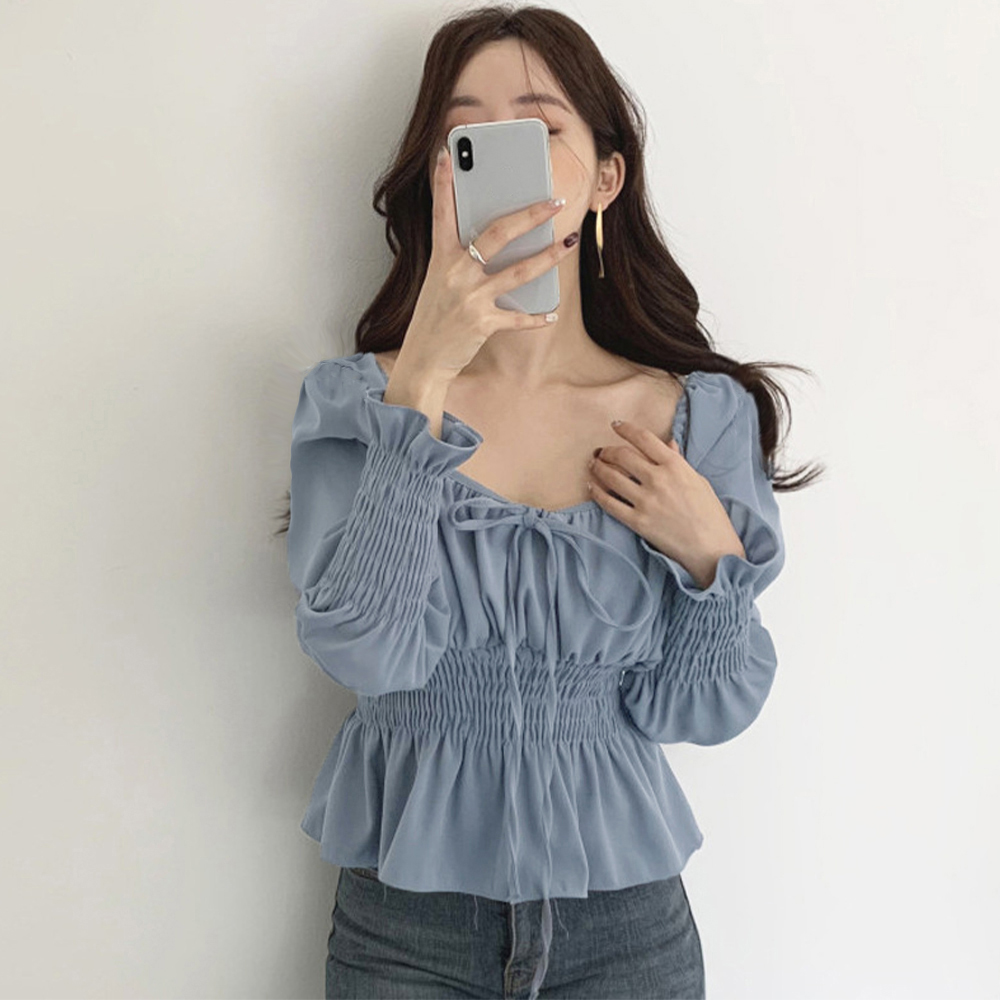 ウエストシャーリングブラウス レディース 。可  