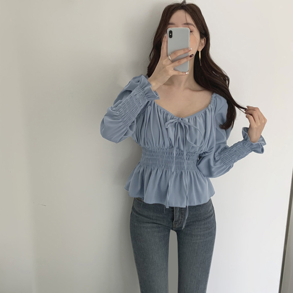 ウエストシャーリングブラウス レディース 。可  