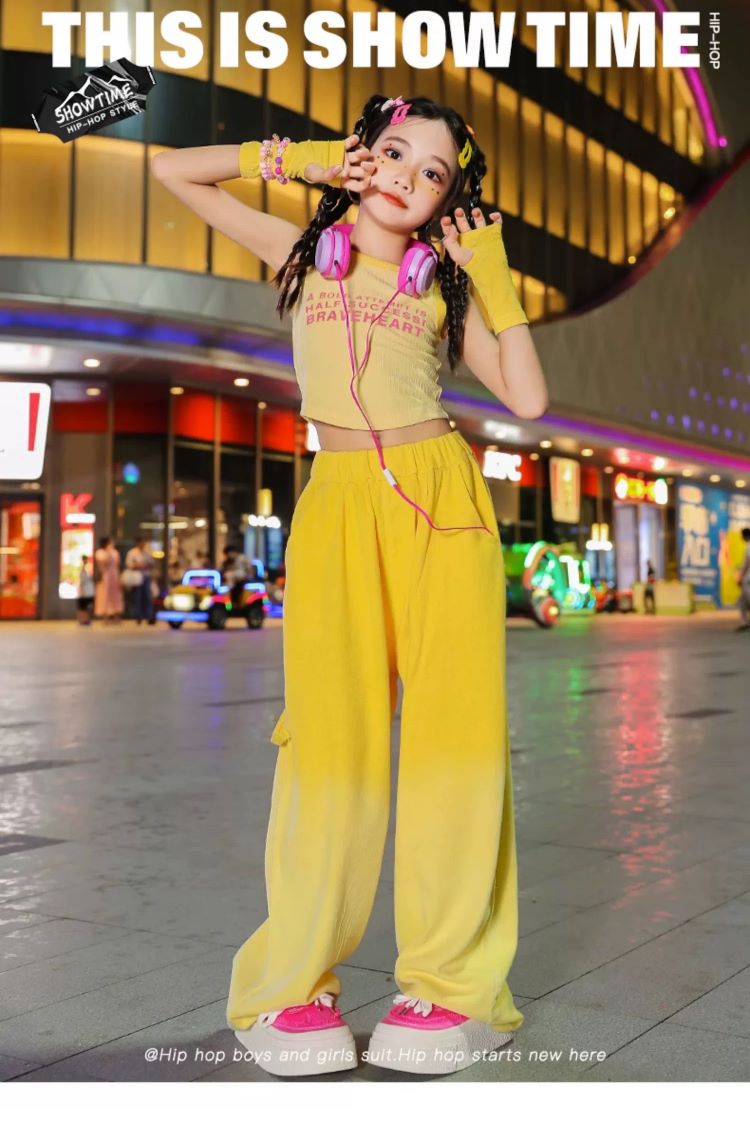 グラデーションパンツ ヒップホップ 衣装 ダンスパンツ キッズダンス衣装 K-POP 韓国 紫 ダンスズボン ピンク 黄色 茶色 