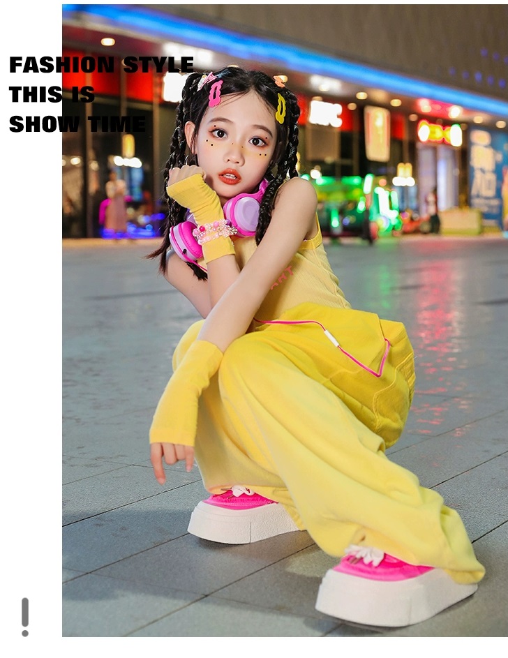 グラデーションパンツ ヒップホップ 衣装 ダンスパンツ キッズダンス衣装 K-POP 韓国 紫 ダンスズボン ピンク 黄色 茶色 