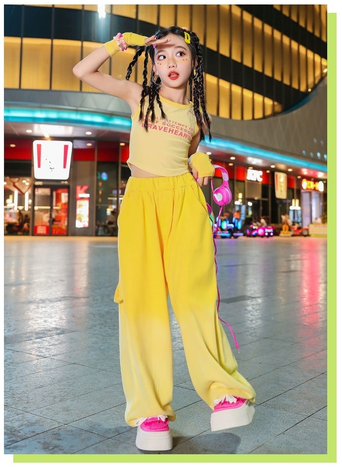 グラデーションパンツ ヒップホップ 衣装 ダンスパンツ キッズダンス衣装 K-POP 韓国 紫 ダンスズボン ピンク 黄色 茶色 