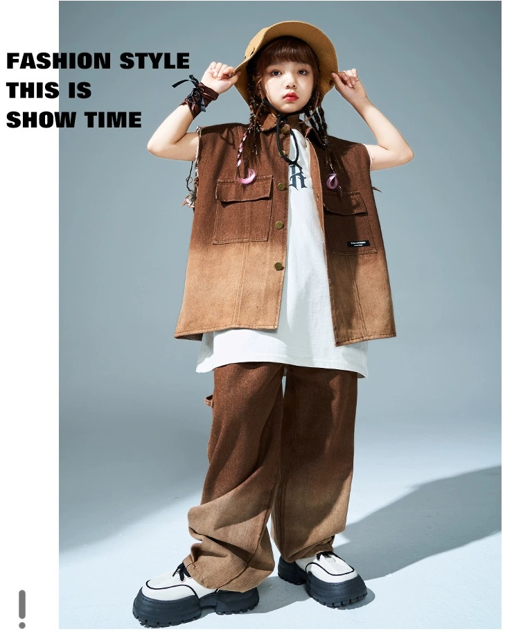 グラデーションパンツ ヒップホップ 衣装 ダンスパンツ キッズダンス衣装 K-POP 韓国 紫 ダンスズボン ピンク 黄色 茶色 