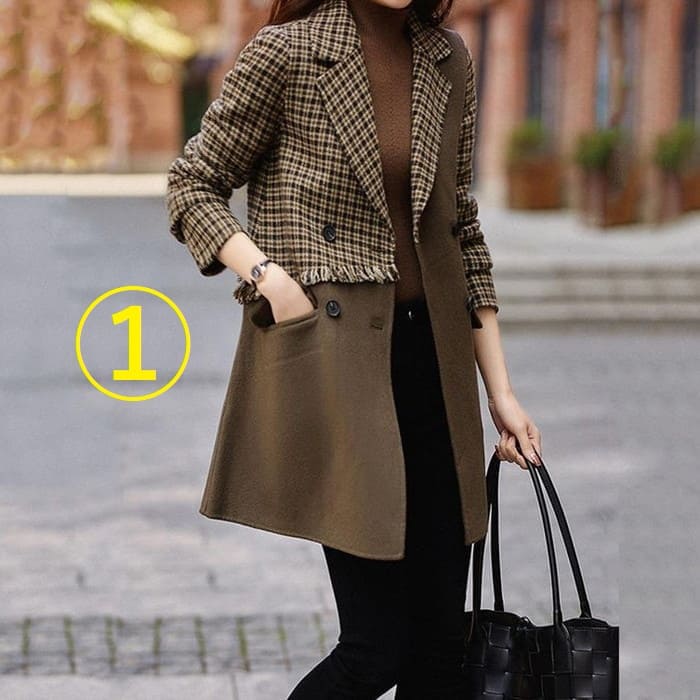 チェック柄 切替 ロング ジャケット レディース コート 通勤 お出かけ 60代 春秋冬 30代 女子会 旅行 きれいめ 50代 カジュアル 40代 アウター 