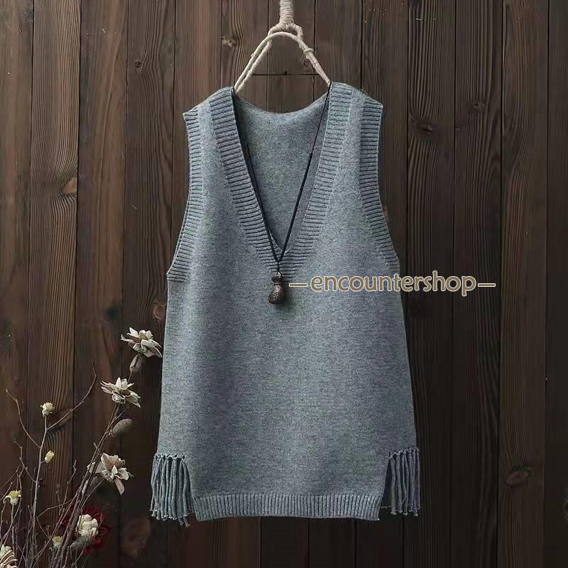 ニットベスト レディース チョッキ トップス ベスト 体型カバー 秋コーデ 無地 重ね着 おしゃれ ゆったり カジュアル ノースリーブ セーター 