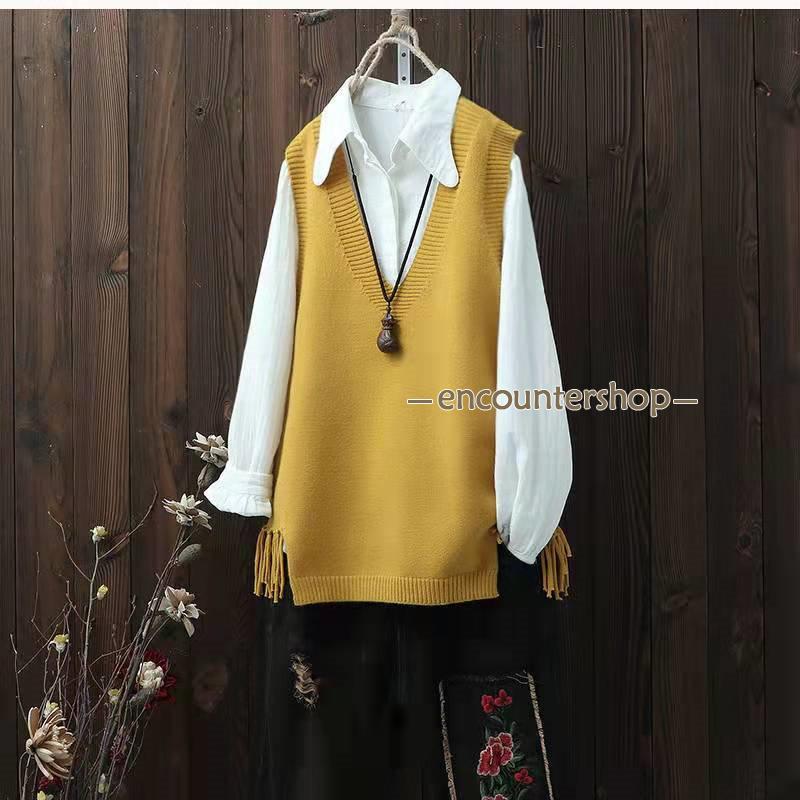 ニットベスト レディース チョッキ トップス ベスト 体型カバー 秋コーデ 無地 重ね着 おしゃれ ゆったり カジュアル ノースリーブ セーター 