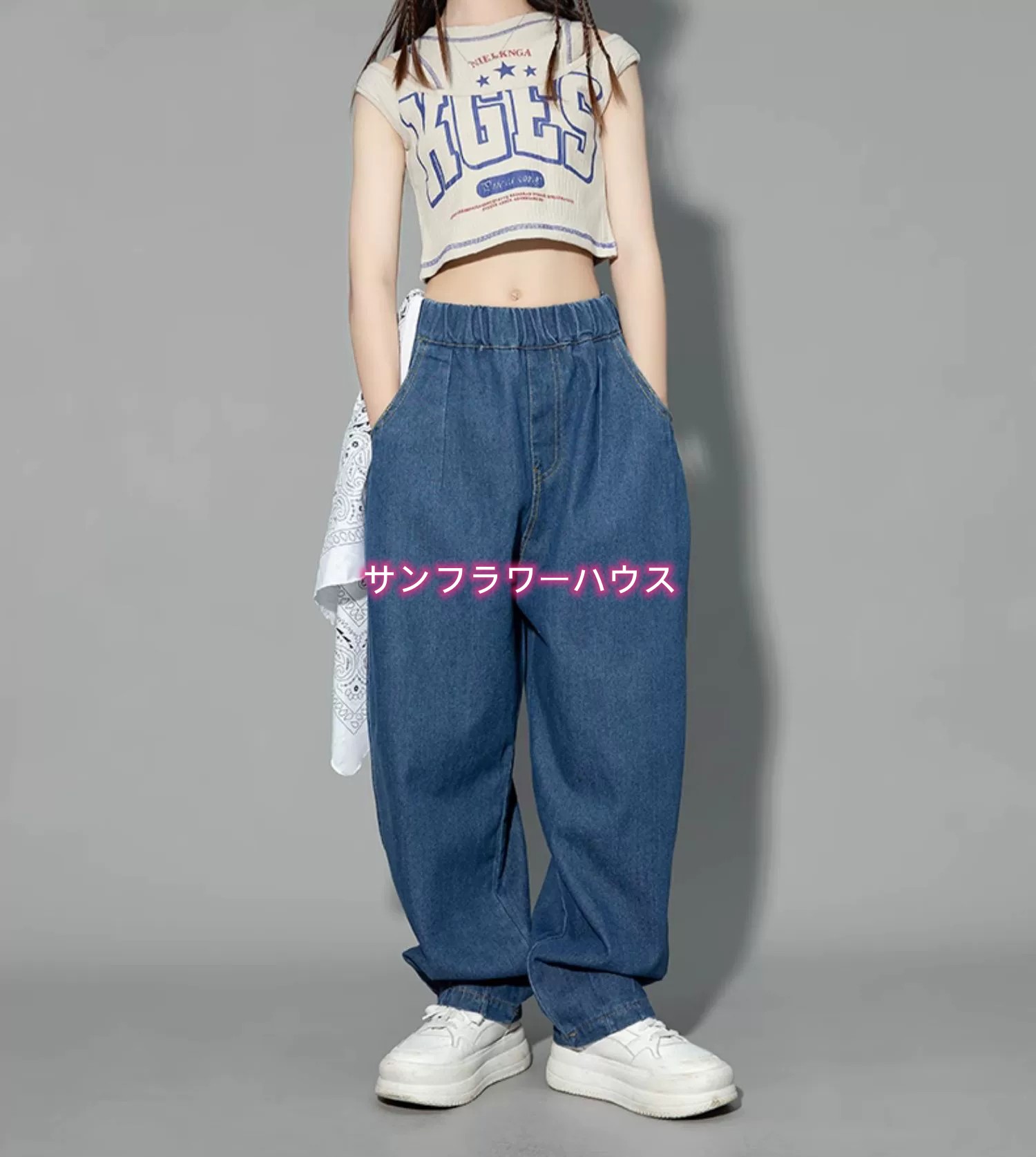 キッズ パンツ 子供服 男の子 女の子 長ズボン デニムパンツ K-POP ヒップホップ セットアップ 学園祭 ダンスウエア HIPHOP 