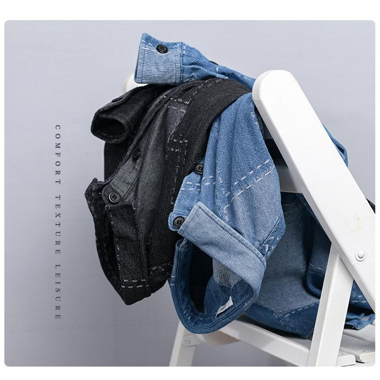 ダンガリーシャツ メンズ シャツ デニムシャツ カジュアルシャツ トップス 秋 春 夏 長袖 チェック柄 