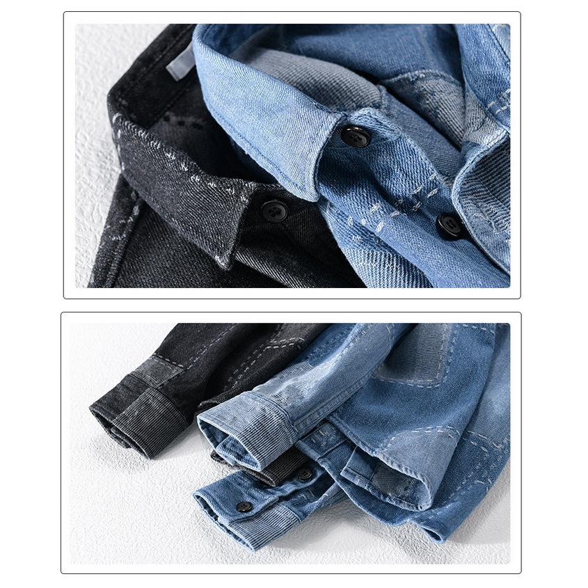 ダンガリーシャツ メンズ シャツ デニムシャツ カジュアルシャツ トップス 秋 春 夏 長袖 チェック柄 