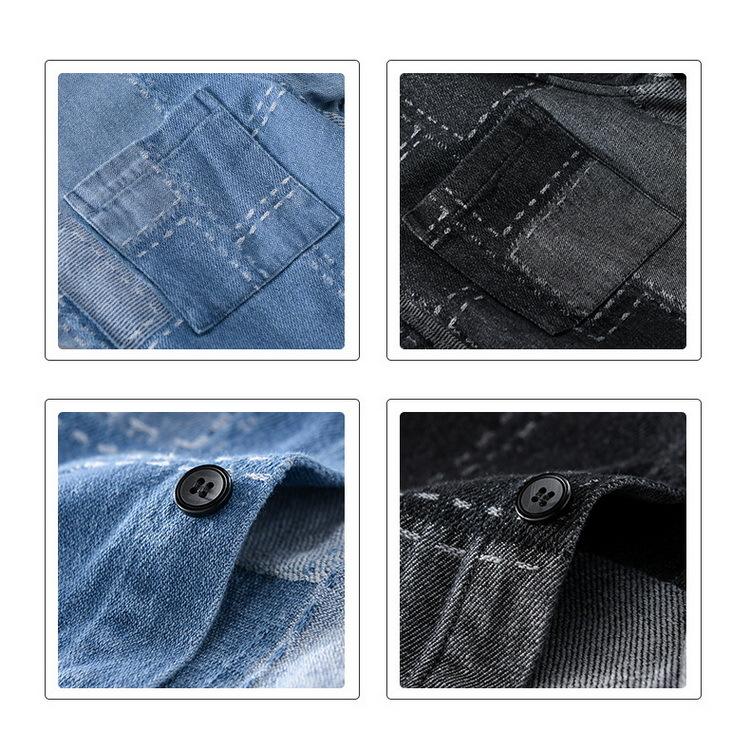 ダンガリーシャツ メンズ シャツ デニムシャツ カジュアルシャツ トップス 秋 春 夏 長袖 チェック柄 