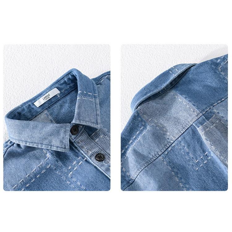 ダンガリーシャツ メンズ シャツ デニムシャツ カジュアルシャツ トップス 秋 春 夏 長袖 チェック柄 