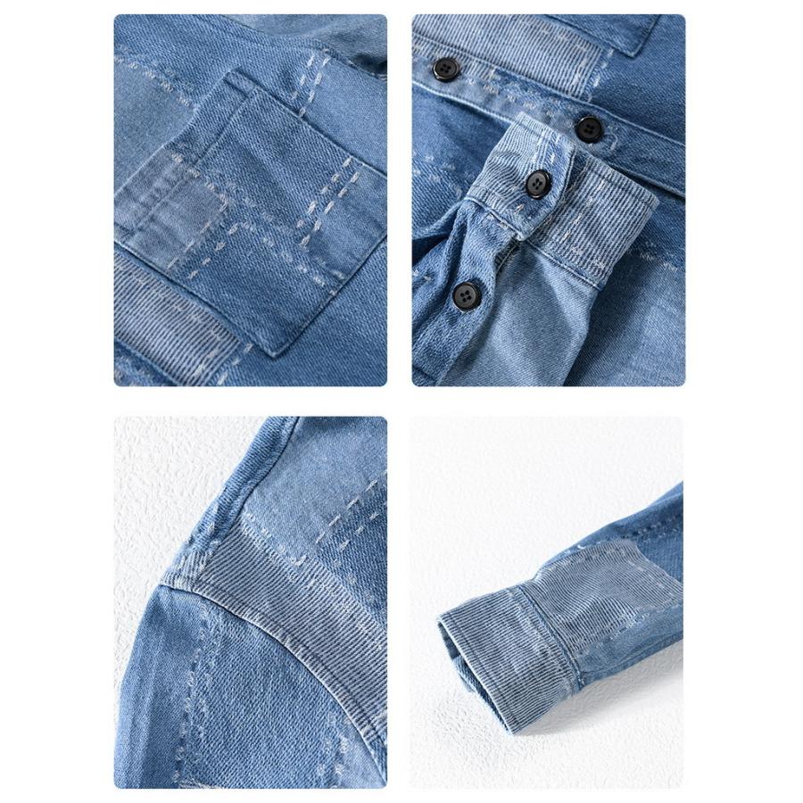 ダンガリーシャツ メンズ シャツ デニムシャツ カジュアルシャツ トップス 秋 春 夏 長袖 チェック柄 