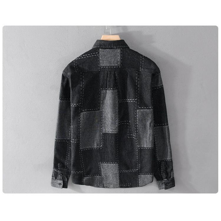 ダンガリーシャツ メンズ シャツ デニムシャツ カジュアルシャツ トップス 秋 春 夏 長袖 チェック柄 