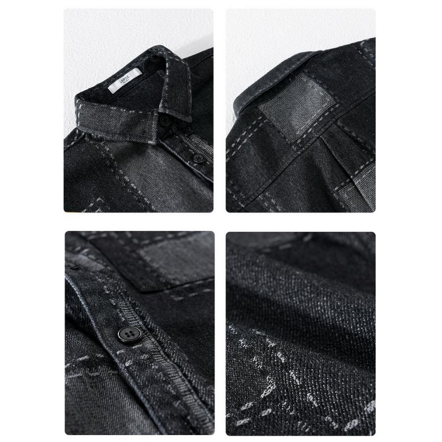 ダンガリーシャツ メンズ シャツ デニムシャツ カジュアルシャツ トップス 秋 春 夏 長袖 チェック柄 