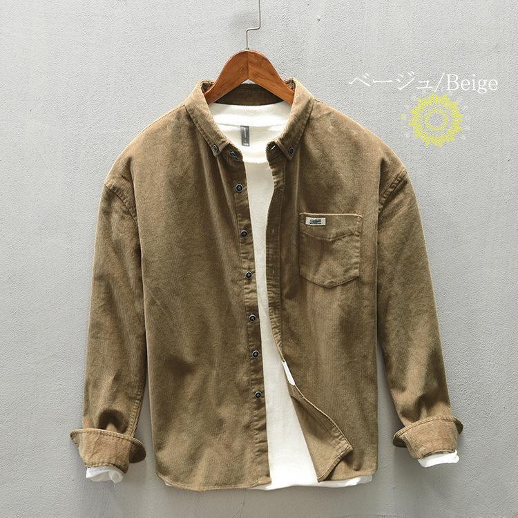 コーデュロイシャツ メンズ 秋冬 ボタンダウンシャツ カジュアルシャツ トップス 綿 長袖 