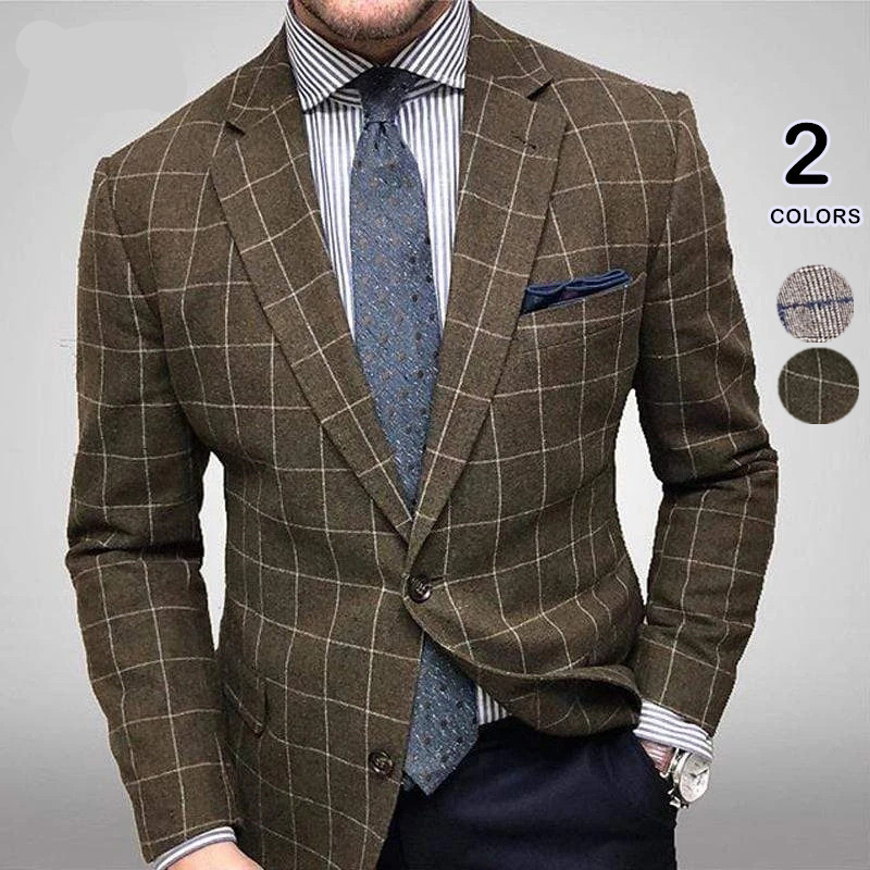 テーラードジャケット メンズ おしゃれ ブレザージャケット カジュアルスーツ チェック柄 紳士用 ビジネススーツ アウター 春秋冬 通勤 フォマールスーツ 