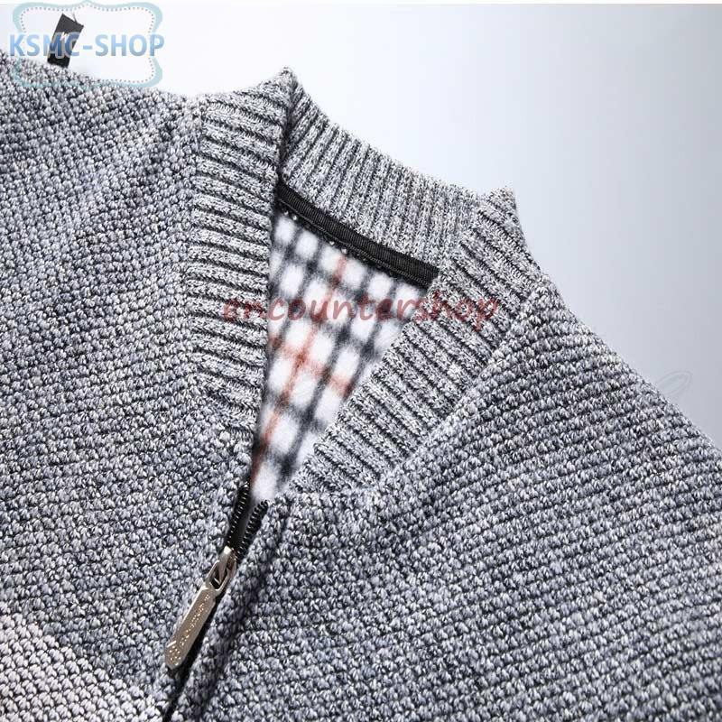 ニットセーター メンズ ニットカーディガン 長袖 厚手 前開き 暖かい トップス ファスナー 防風 カジュアル おしゃれ 秋冬新作 防寒 ポケット付き 