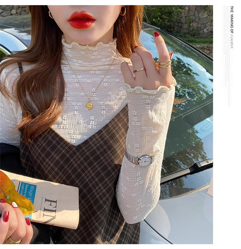 Tシャツ レディース 長袖 カットソー シースルー インナー 可愛い シアートップス ハイネック 重ね着 無地 日常 通勤 普段着 女性用 