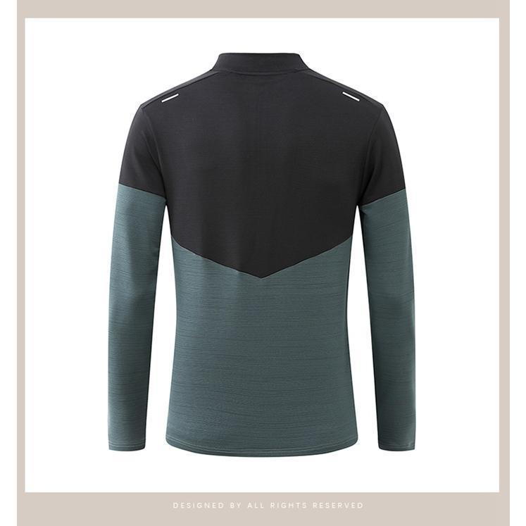 長袖Tシャツ メンズ Tシャツ ボトルネック ファスナー 長袖 ストレッチ 通気性 弾力性 速乾性 配色 トップス カジュアル 