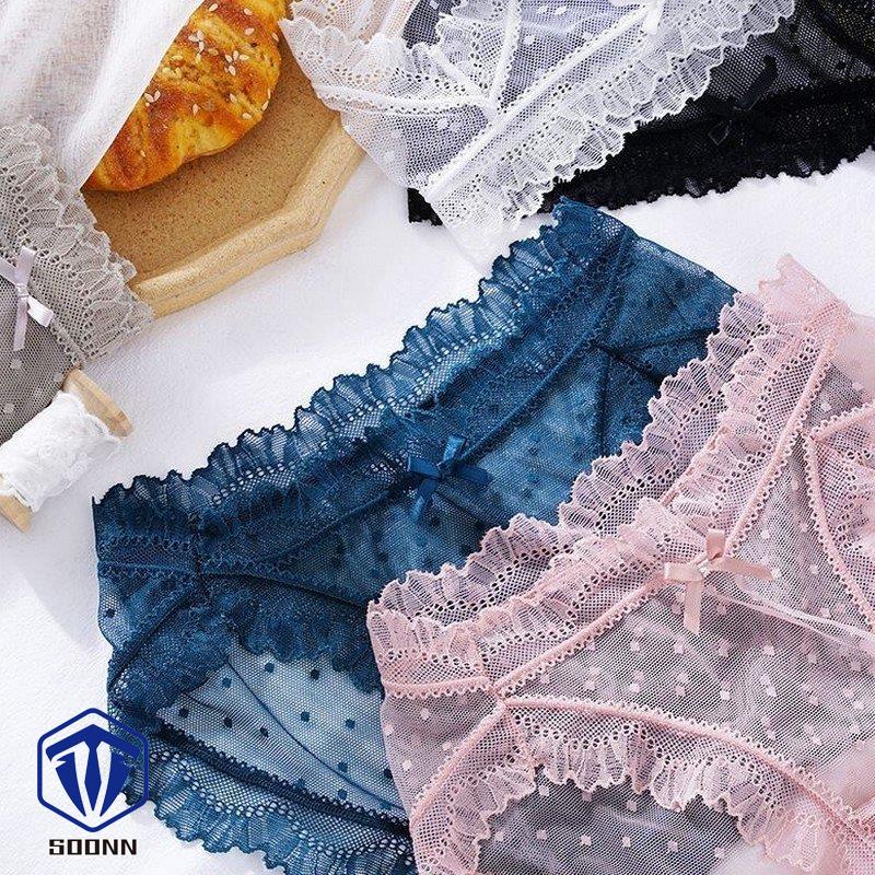 スタンダードショーツ ノーマル 総レース シースルー レディース 婦人 ドット柄 レース リボン パンツ フ シアー 透け感 下着 インナー メッシュ 