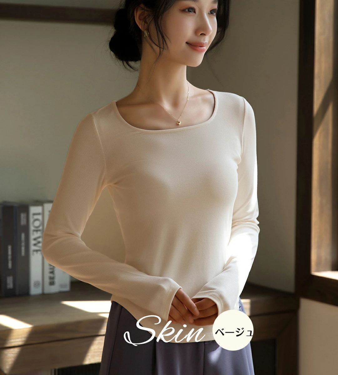 カットソー レディース 長袖 トップス ストレッチ インナー 着痩せ 春 40代 母 冬 トップス 長袖Tシャツ 柔らかい 30代 ママ 丸首 無地 シンプル 秋 通勤 20代 