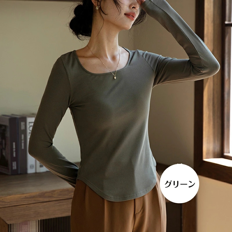 カットソー レディース 長袖 トップス ストレッチ インナー 着痩せ 春 40代 母 冬 トップス 長袖Tシャツ 柔らかい 30代 ママ 丸首 無地 シンプル 秋 通勤 20代 