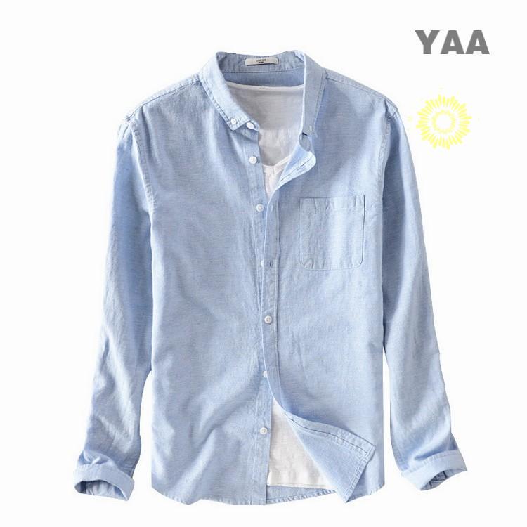 ロールアップシャツ メンズ ボタンダウンシャツ カジュアルシャツ シャツ リネンコットンシャツ 長袖 30代 ファッション 40代 20代 綿麻 