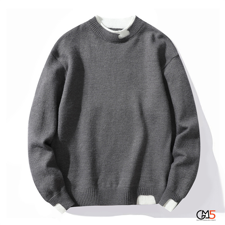 セーター メンズ 重ね着風 秋服 トップス ブルオーバ 新作 ニート レヤード風 無地 冬服 秋物 