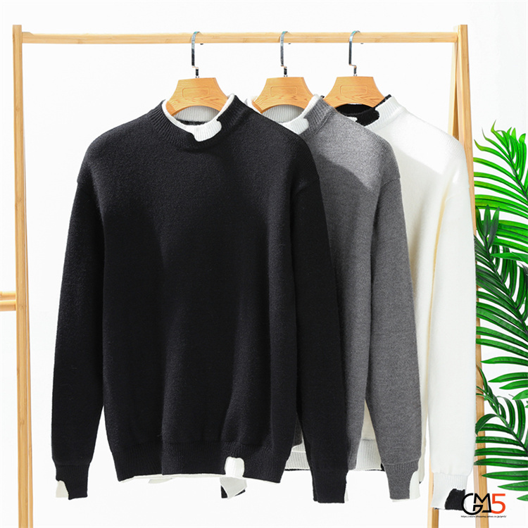 セーター メンズ 重ね着風 秋服 トップス ブルオーバ 新作 ニート レヤード風 無地 冬服 秋物 