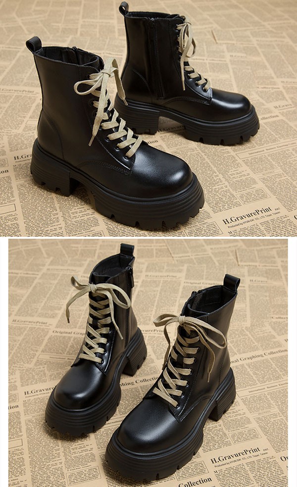 ショートブーツ レディース 歩きやすい レースアップブーツ 編み上げ 履きやすい 黒 エンジニアブーツ 防寒 ワークブーツ 厚底ブーツ 