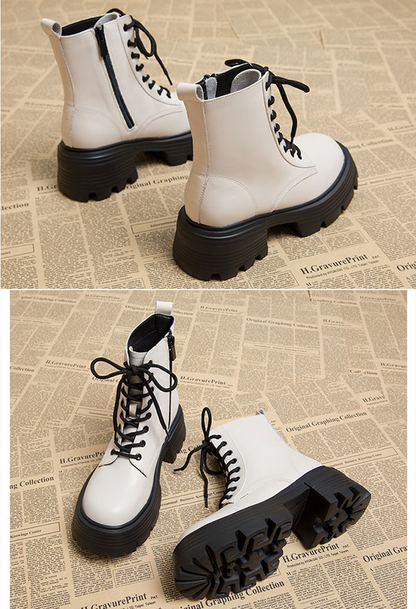 ショートブーツ レディース 歩きやすい レースアップブーツ 編み上げ 履きやすい 黒 エンジニアブーツ 防寒 ワークブーツ 厚底ブーツ 