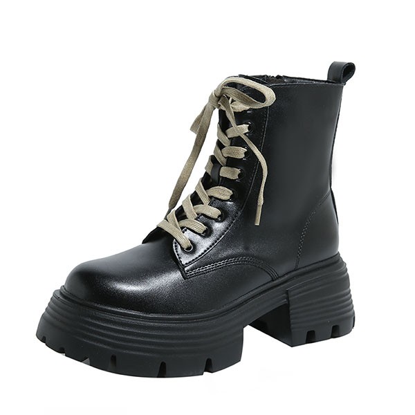 ショートブーツ レディース 歩きやすい レースアップブーツ 編み上げ 履きやすい 黒 エンジニアブーツ 防寒 ワークブーツ 厚底ブーツ 
