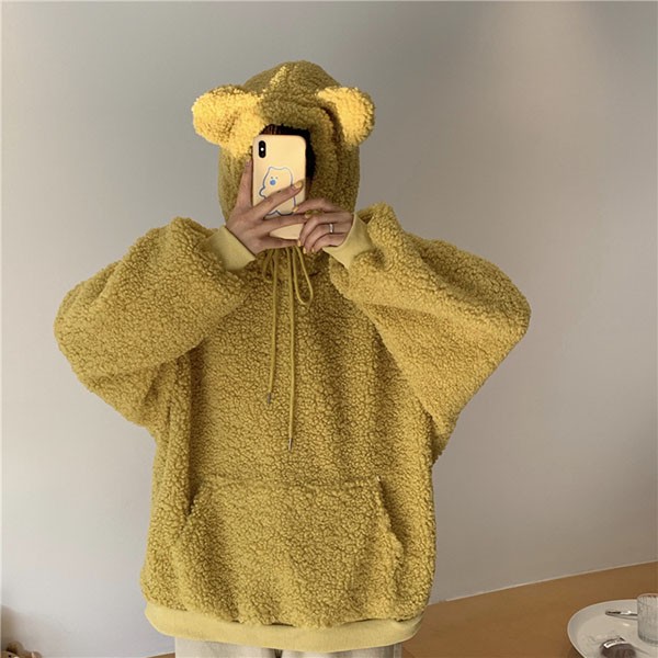 もこもこ クマ耳 熊耳 大きいサイズ クマみみ かわいい フード付き レディース ジャケット トップス 体型カバー ゆったり 