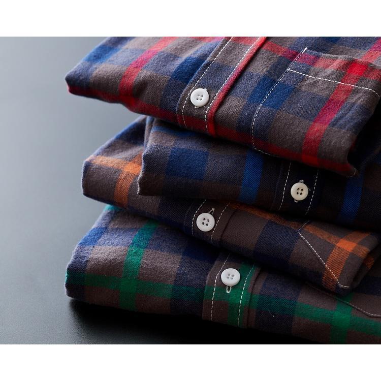 ボタンダウンシャツ ネルシャツ チェック柄 シャツ トップス カジュアルシャツ メンズ 秋 春 長袖 