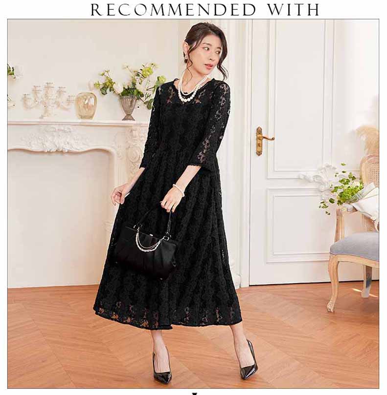 パーティードレス ロングワンピース総レース長袖ロング丈結婚式披露宴 二次会お呼ばれ黒ブラック ネイビーグリーン20代 30代 40代レディースフォーマル春夏秋冬 