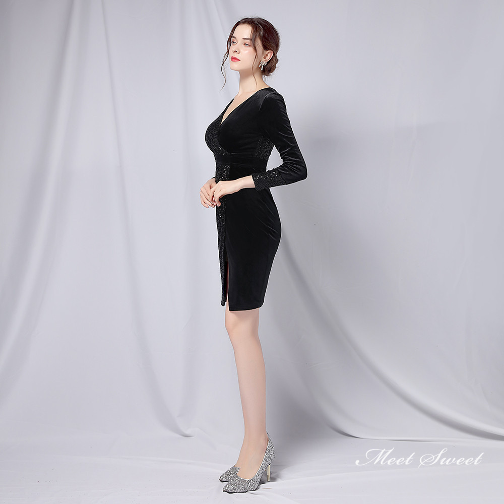 カラードレス ミニドレス 長袖 パーティードレス 結婚式 二次会 演出 演奏会 発表会 スパンファスナー ワンピース ミディアムドレス フォーマルドレス 