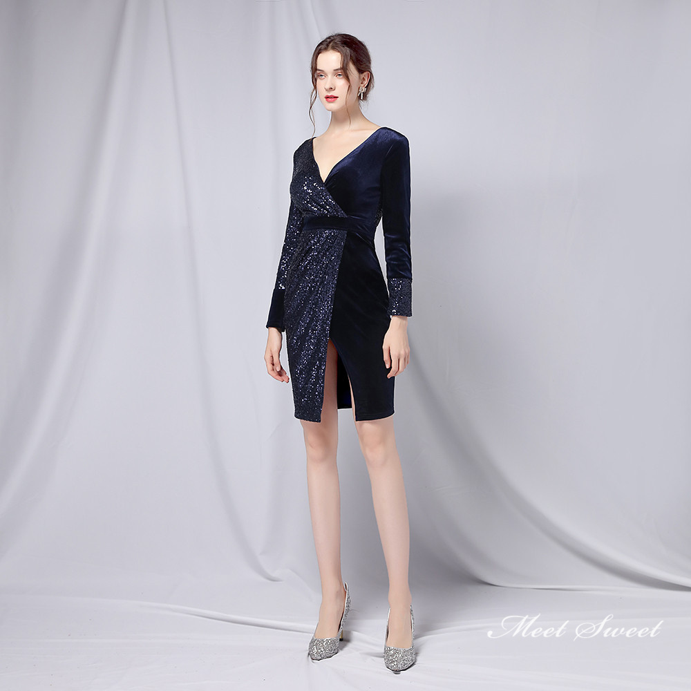 カラードレス ミニドレス 長袖 パーティードレス 結婚式 二次会 演出 演奏会 発表会 スパンファスナー ワンピース ミディアムドレス フォーマルドレス 