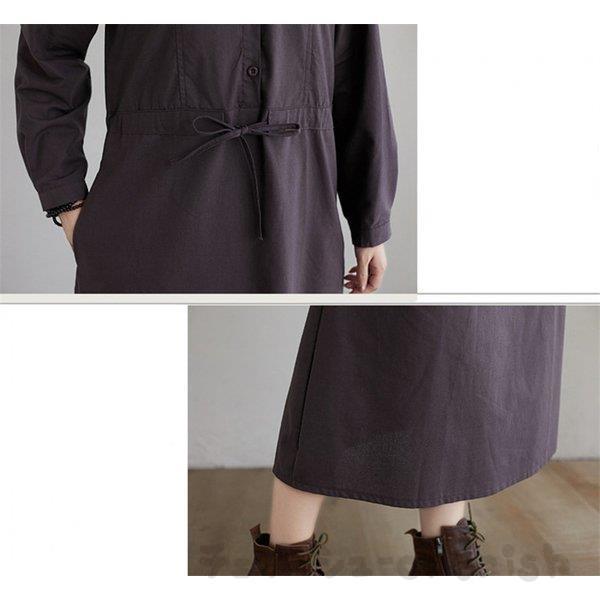 ワンピース レディース 秋 40代 50代 きれいめ OL 着痩せ ロング マキシワンピース シャツワンピース 上品 大きいサイズ 体型カバー おしゃれ 長袖 新品 韓国風 