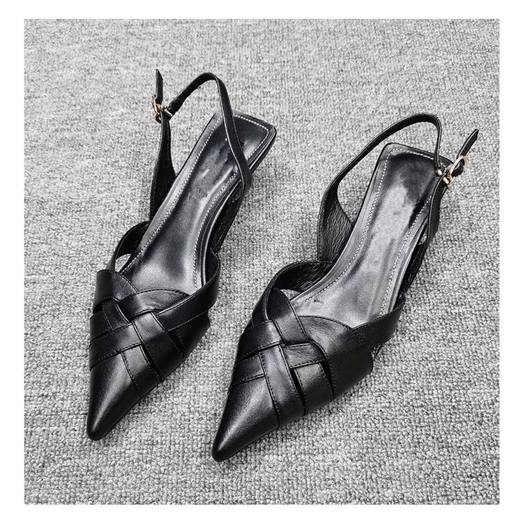 パンプス 編み込み バックストラップ ポインテッドトゥ ローヒール 結婚式 パーティー オフィス レディース 