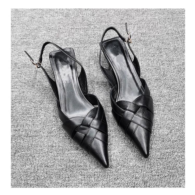 パンプス 編み込み バックストラップ ポインテッドトゥ ローヒール 結婚式 パーティー オフィス レディース 