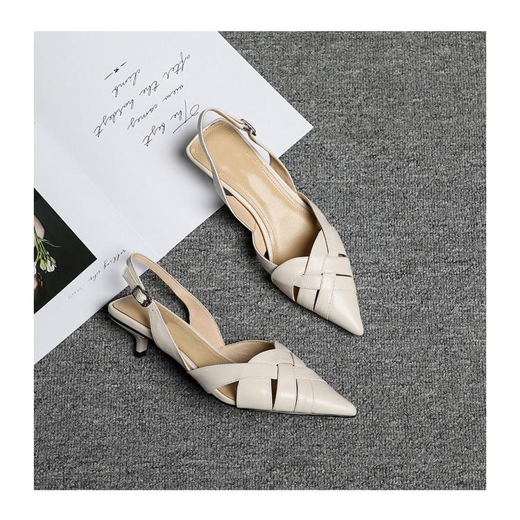 パンプス 編み込み バックストラップ ポインテッドトゥ ローヒール 結婚式 パーティー オフィス レディース 