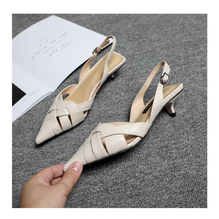 パンプス 編み込み バックストラップ ポインテッドトゥ ローヒール 結婚式 パーティー オフィス レディース 