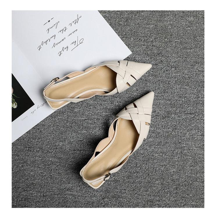 パンプス 編み込み バックストラップ ポインテッドトゥ ローヒール 結婚式 パーティー オフィス レディース 