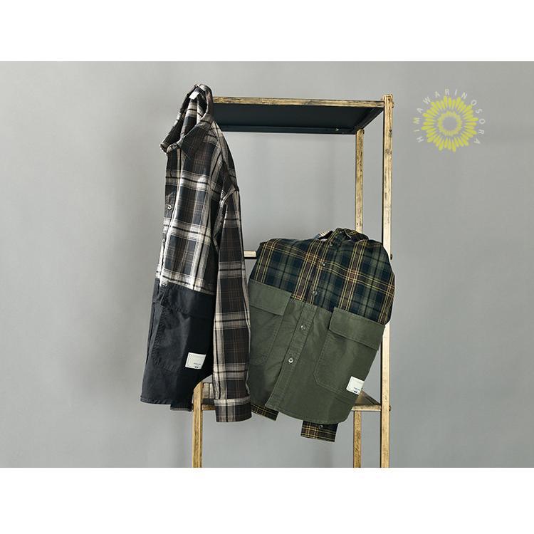 シャツ メンズ チェックシャツ カジュアルシャツ 切り替え 綿 冬 ファッション トップス 長袖 秋 