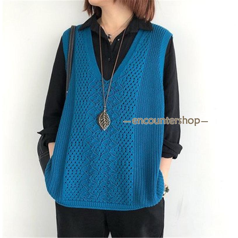 ニットベスト レディース チョッキ トップス Vネック ベスト 重ね着 おしゃれ カジュアル 薄手 ノースリーブ セーター 秋コーデ ゆったり 無地 