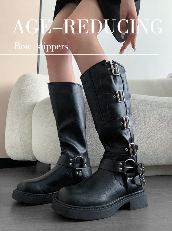 ロングブーツ レディース 黒 防水 レインブーツ ベルト 美脚 秋冬 秋冬 膝丈 雪 雨天兼用 太ヒール 雨 靴 脚長 5.5CMヒール 