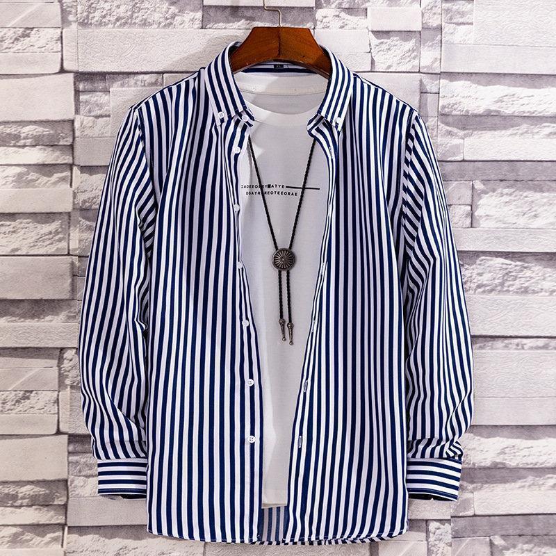 長袖シャツ メンズ ボタンダウン ボーダー柄 おしゃれ カカジュアルシャツ 大きいサイズ ワイシャツ アメカジ 白シャツ フォーマル 