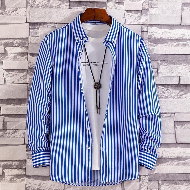 長袖シャツ メンズ ボタンダウン ボーダー柄 おしゃれ カカジュアルシャツ 大きいサイズ ワイシャツ アメカジ 白シャツ フォーマル 